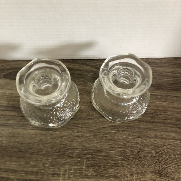 Vtg Anchor Hocking Textured Glass Candle Holders - Picture 5 of 10